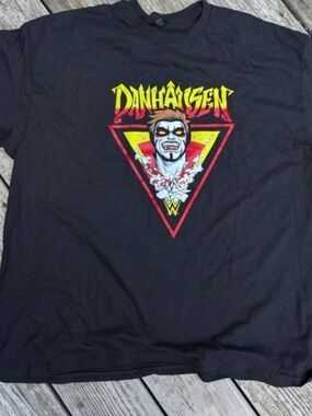 Black Men's Graphic Tee with Yellow & Red Danhausen Motif